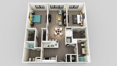 Floor plan for 2 beds, 2 baths, 1080 sqft